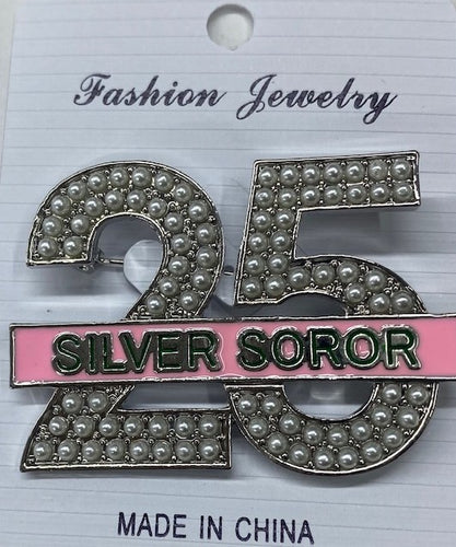 AKA 25th Silver Soror Brooch Pin