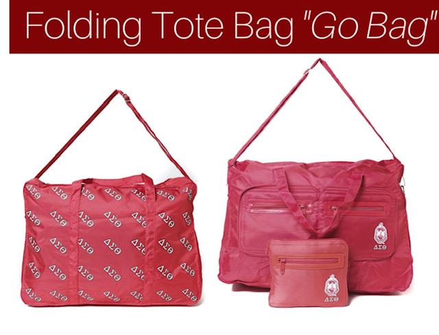 DELTA SIGMA THETA - NYLON FOLDING GO TRAVEL TOTE BAG